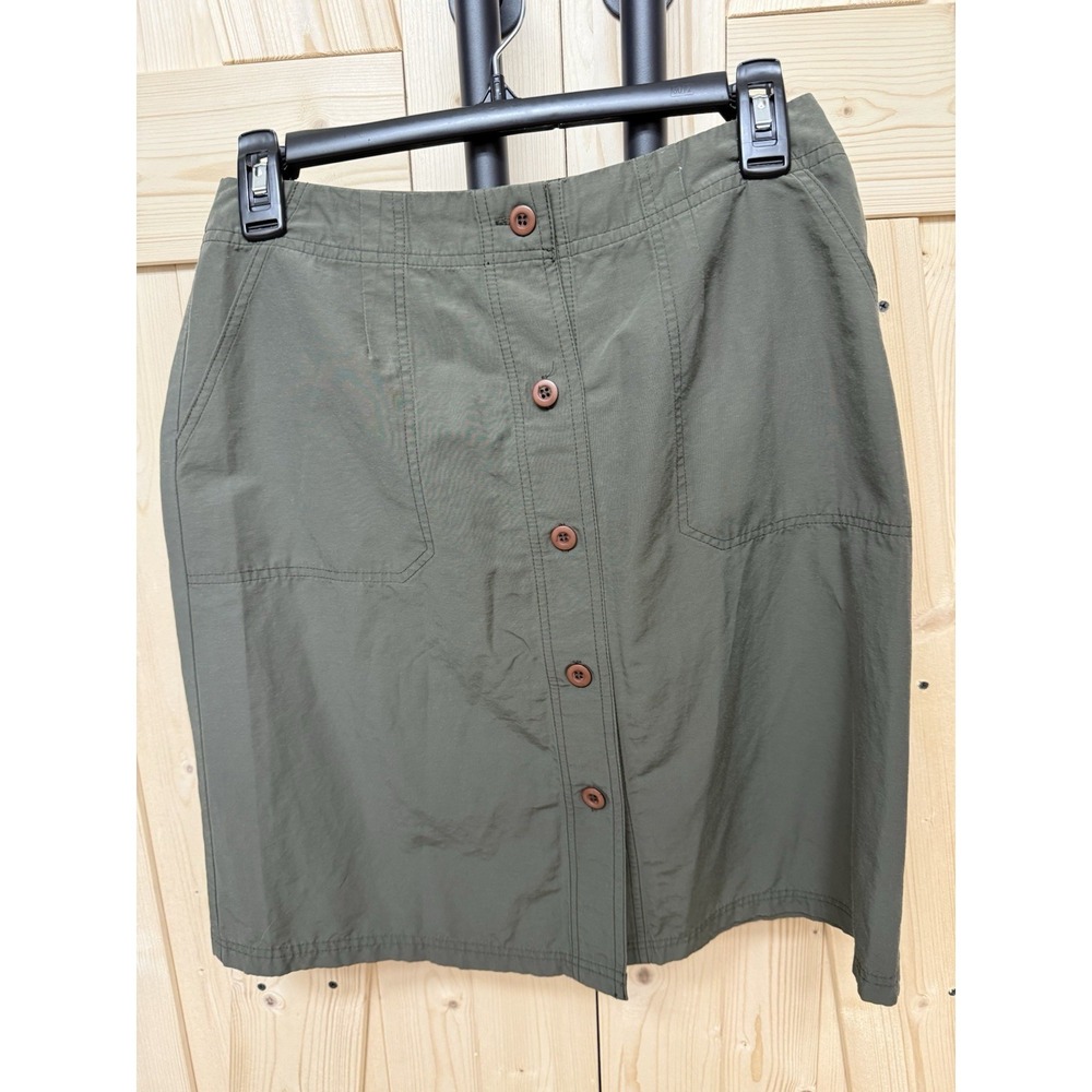 Womens size 6 Olive Green Finity Studio Button Front Mini-midi skirt.  Polyester